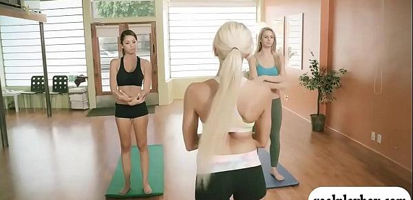  Yoga session with hot big boobs trainer